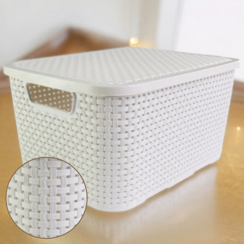 Kit com 4 Caixas Organizadoras Rattan 20L com Tampa