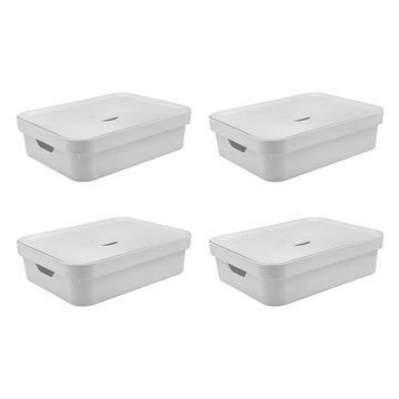 Kit de Caixas Organizadoras 10,5 Litros com Tampa 4 Peças Linha Cube